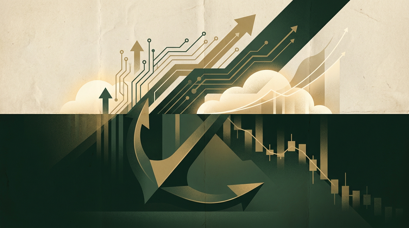 Redaktionelle Illustration zum Thema Tech-Werte profitieren von Inflationshoffnung – Renditen bremsen